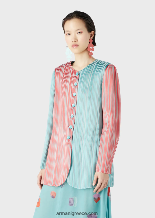 γυναίκες Armani μακρύ σακάκι με τουλίπα σε οργάντζα με πολλές ρίγες 4046R62743