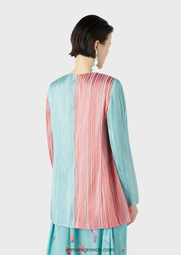 γυναίκες Armani μακρύ σακάκι με τουλίπα σε οργάντζα με πολλές ρίγες 4046R62743