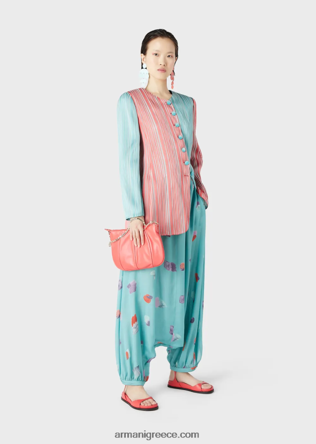 γυναίκες Armani μακρύ σακάκι με τουλίπα σε οργάντζα με πολλές ρίγες 4046R62743