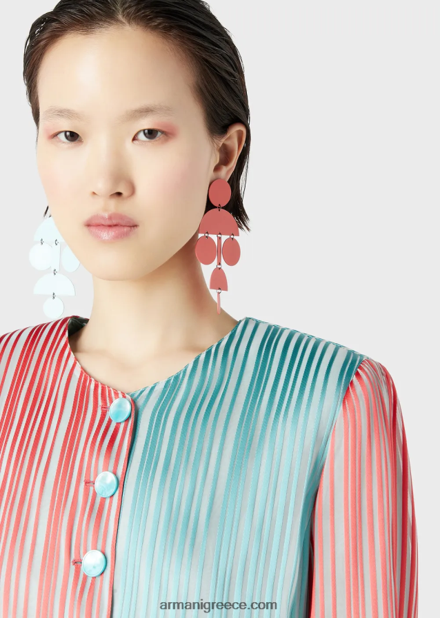 γυναίκες Armani μακρύ σακάκι με τουλίπα σε οργάντζα με πολλές ρίγες 4046R62743