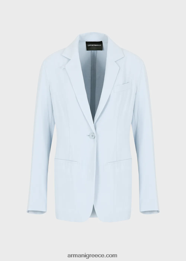 γυναίκες Armani μπουφάν μονόπετο σε ρευστή γαμπαρντίνα 4046R628 γαλανός