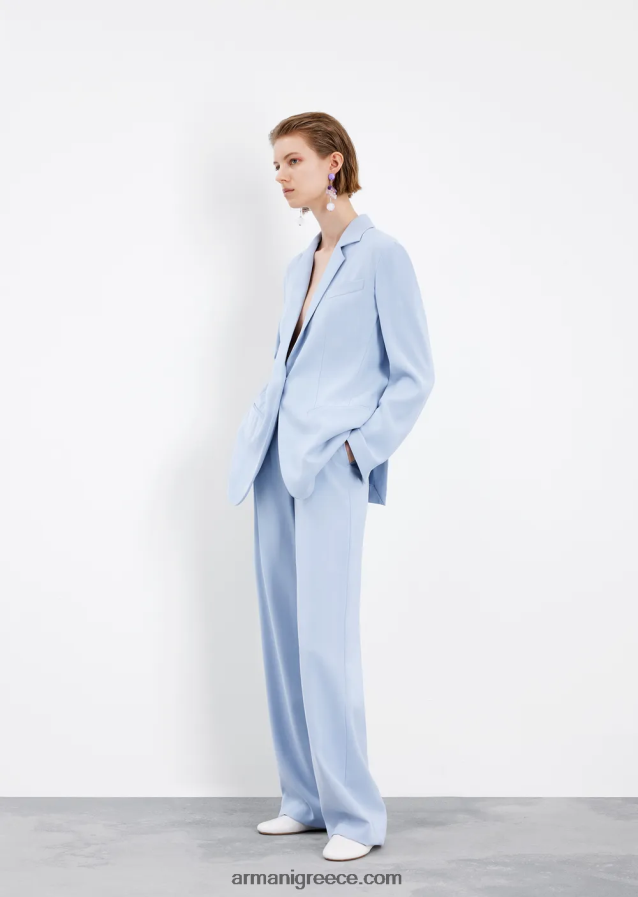 γυναίκες Armani μπουφάν μονόπετο σε ρευστή γαμπαρντίνα 4046R628 γαλανός