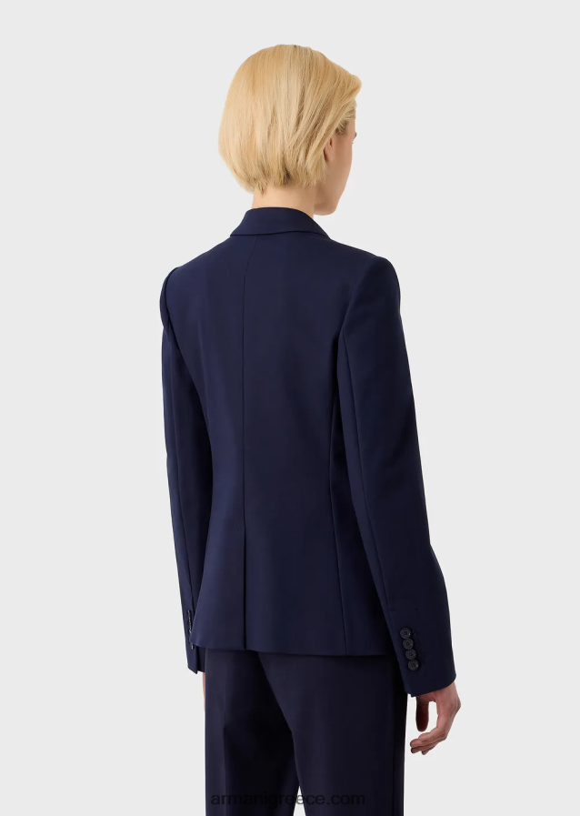γυναίκες Armani μονόπλευρο σακάκι από βαμβακερό ρουχισμό 4046R630 ναυτικό μπλε