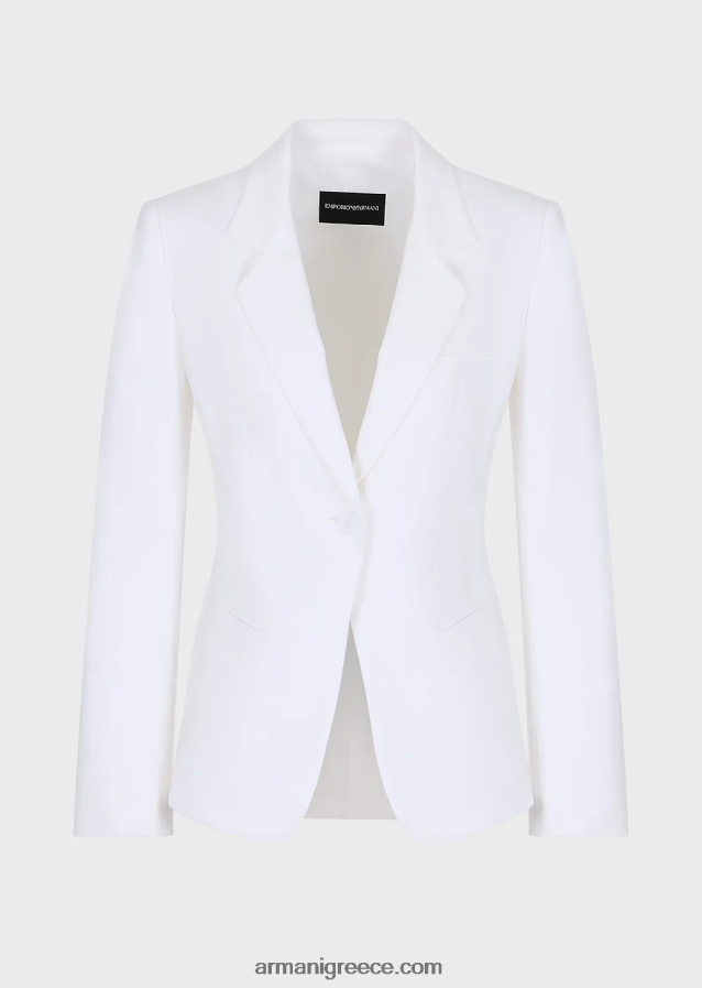 γυναίκες Armani μονόπλευρο σακάκι από βαμβακερό ρουχισμό 4046R631 άσπρο