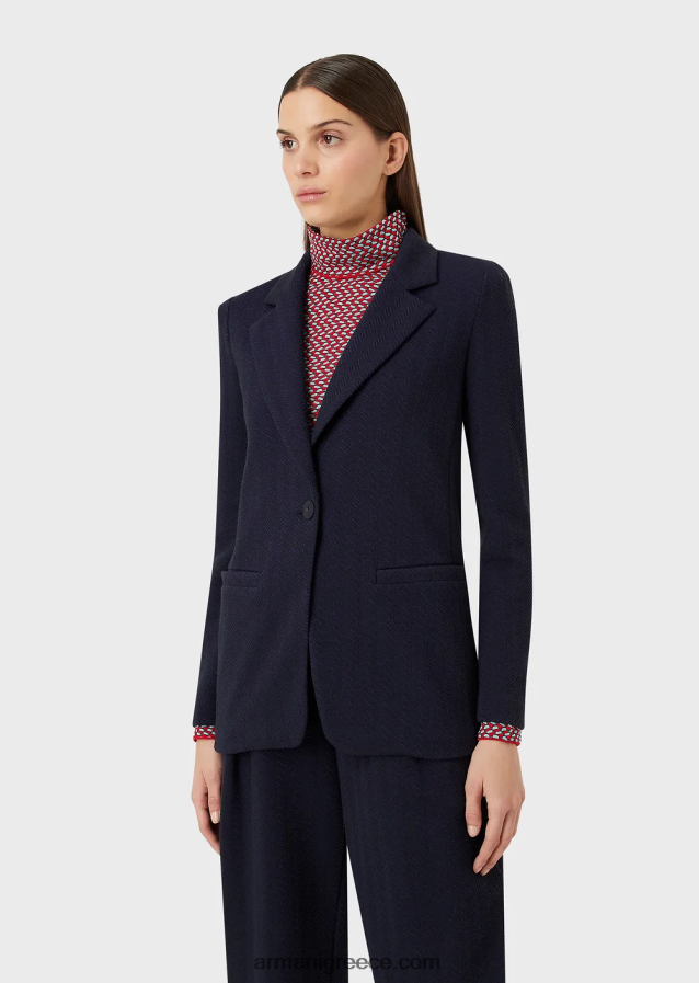 γυναίκες Armani σακάκι μονόστομο σε ζέρσεϊ ζακάρ ψαροκόκαλο 4046R636 μωβ