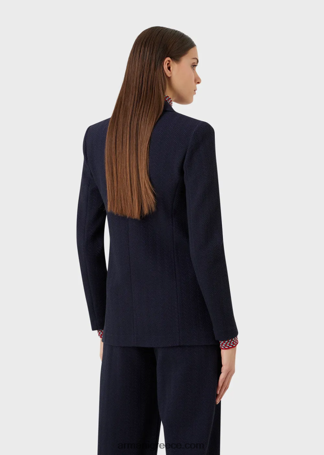 γυναίκες Armani σακάκι μονόστομο σε ζέρσεϊ ζακάρ ψαροκόκαλο 4046R636 μωβ