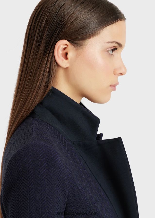 γυναίκες Armani σακάκι μονόστομο σε ζέρσεϊ ζακάρ ψαροκόκαλο 4046R636 μωβ