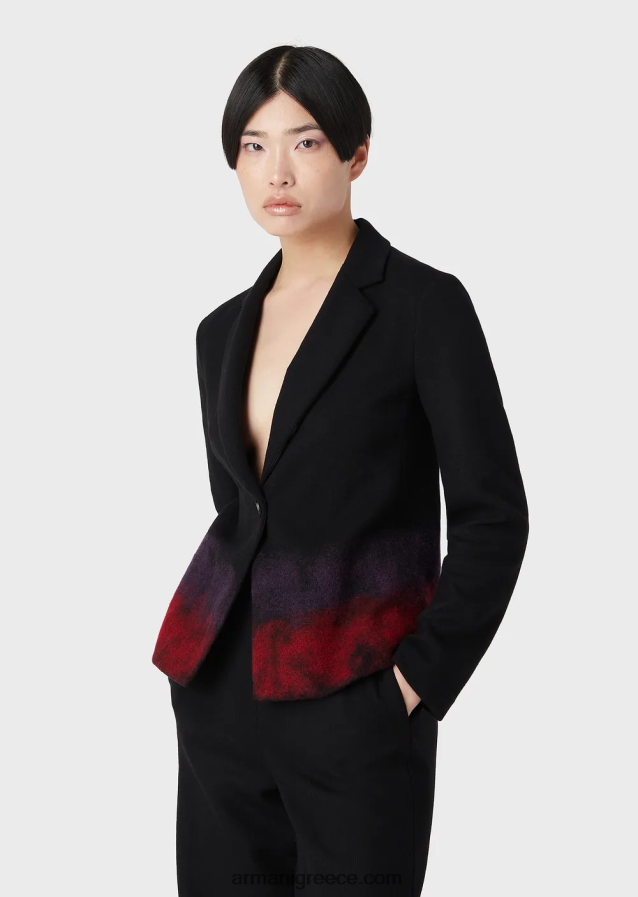 γυναίκες Armani σακάκι μονόπλευρο σε μάλλινο ζέρσεϊ 4046R642