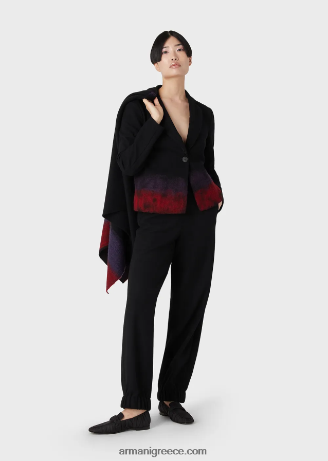 γυναίκες Armani σακάκι μονόπλευρο σε μάλλινο ζέρσεϊ 4046R642