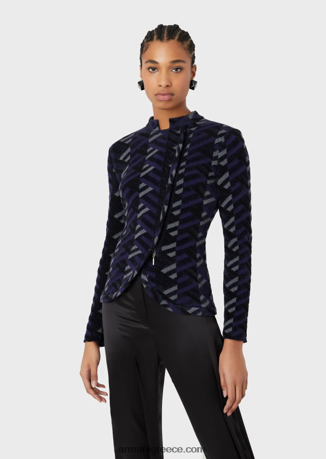 γυναίκες Armani ζακάρ πλεκτή ζακέτα με τουλίπα 4046R656 πρότυπο