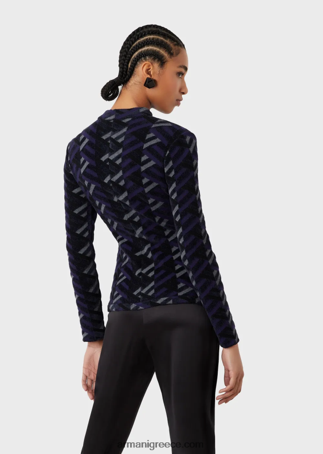 γυναίκες Armani ζακάρ πλεκτή ζακέτα με τουλίπα 4046R656 πρότυπο