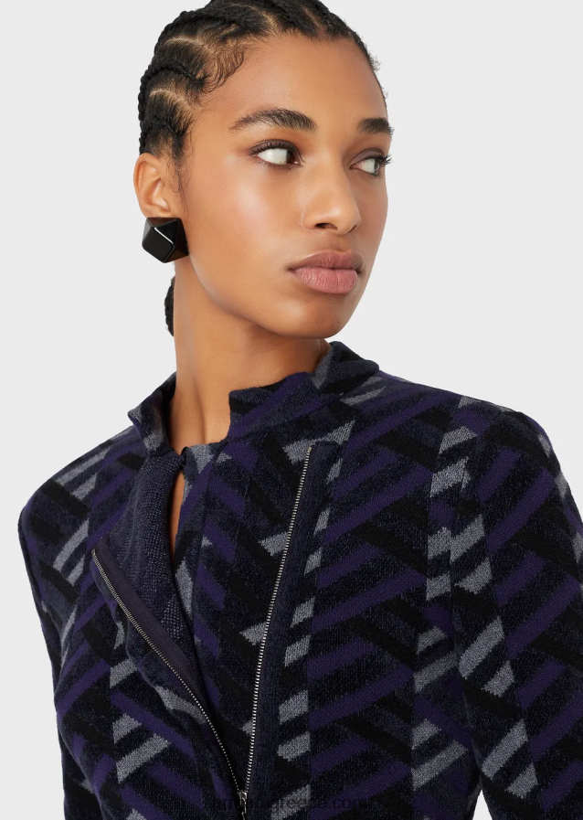 γυναίκες Armani ζακάρ πλεκτή ζακέτα με τουλίπα 4046R656 πρότυπο