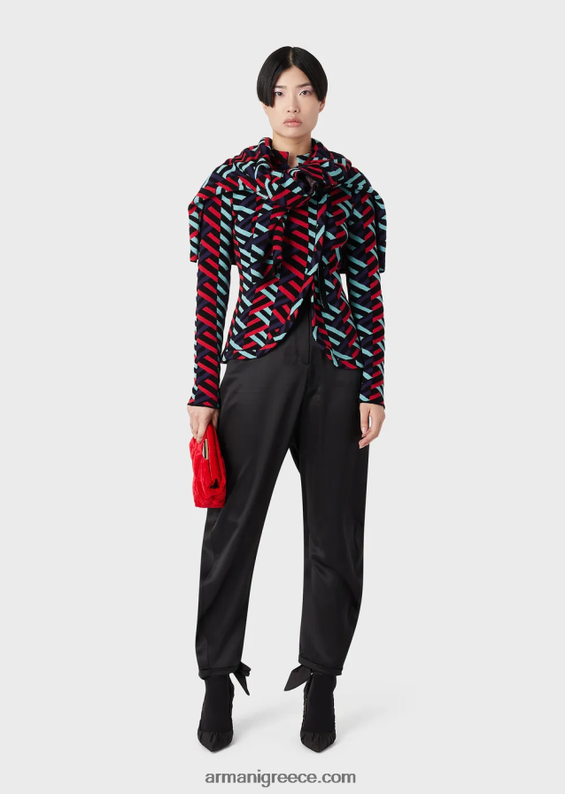 γυναίκες Armani ζακάρ πλεκτή ζακέτα με τουλίπα 4046R657 πολύχρωμο