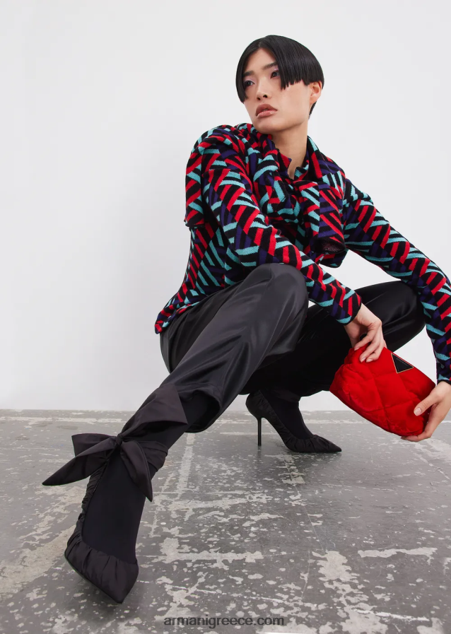 γυναίκες Armani ζακάρ πλεκτή ζακέτα με τουλίπα 4046R657 πολύχρωμο