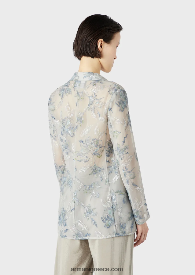 γυναίκες Armani Μπουφάν μονόπουτο από τούλι με φλοράλ κέντημα και ιριδίζουσες παγιέτες 4046R661