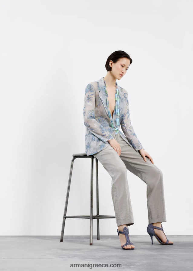 γυναίκες Armani Μπουφάν μονόπουτο από τούλι με φλοράλ κέντημα και ιριδίζουσες παγιέτες 4046R661