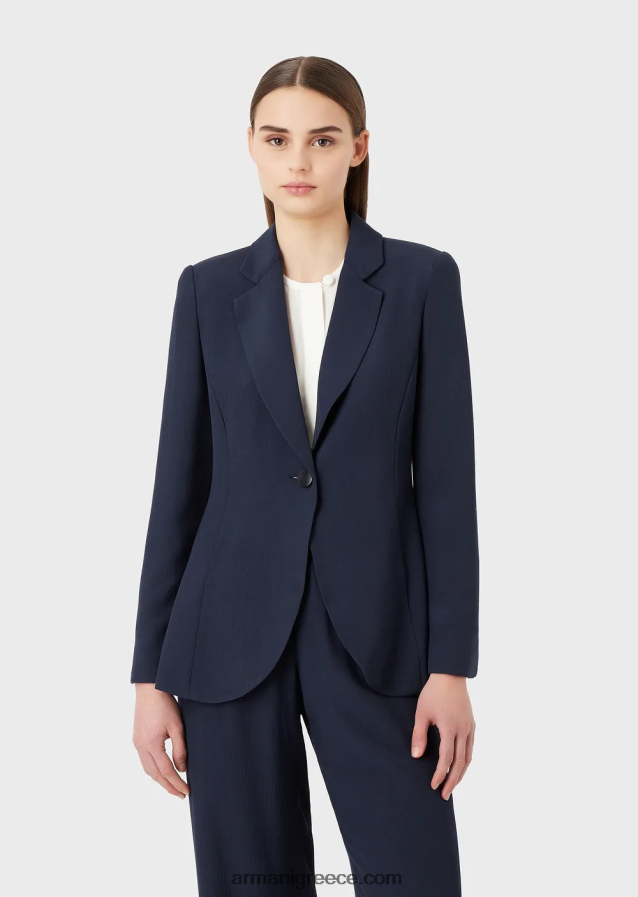 γυναίκες Armani τζάκετ πέτου φρουάζ βισκόζης με σκισίματα 4046R663