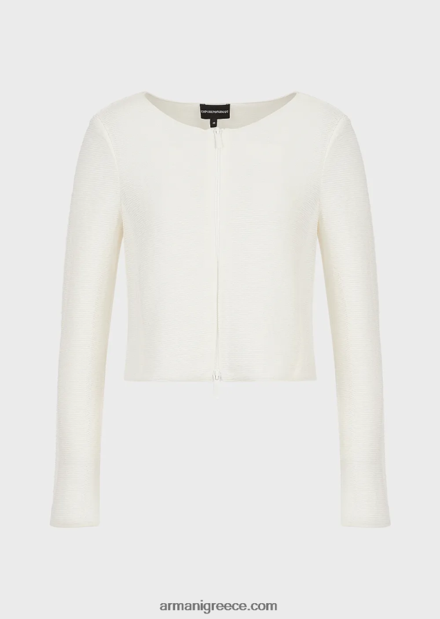 γυναίκες Armani μπολερό με φερμουάρ barre-jersey 4046R654 άσπρο