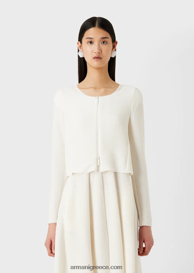 γυναίκες Armani μπολερό με φερμουάρ barre-jersey 4046R654 άσπρο