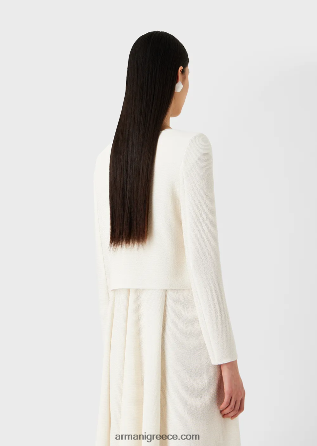 γυναίκες Armani μπολερό με φερμουάρ barre-jersey 4046R654 άσπρο