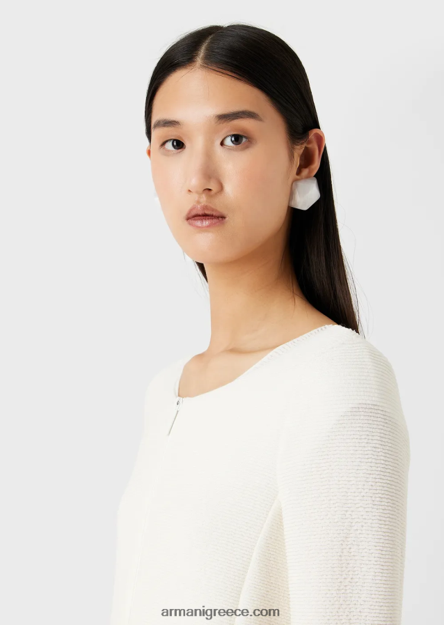 γυναίκες Armani μπολερό με φερμουάρ barre-jersey 4046R654 άσπρο