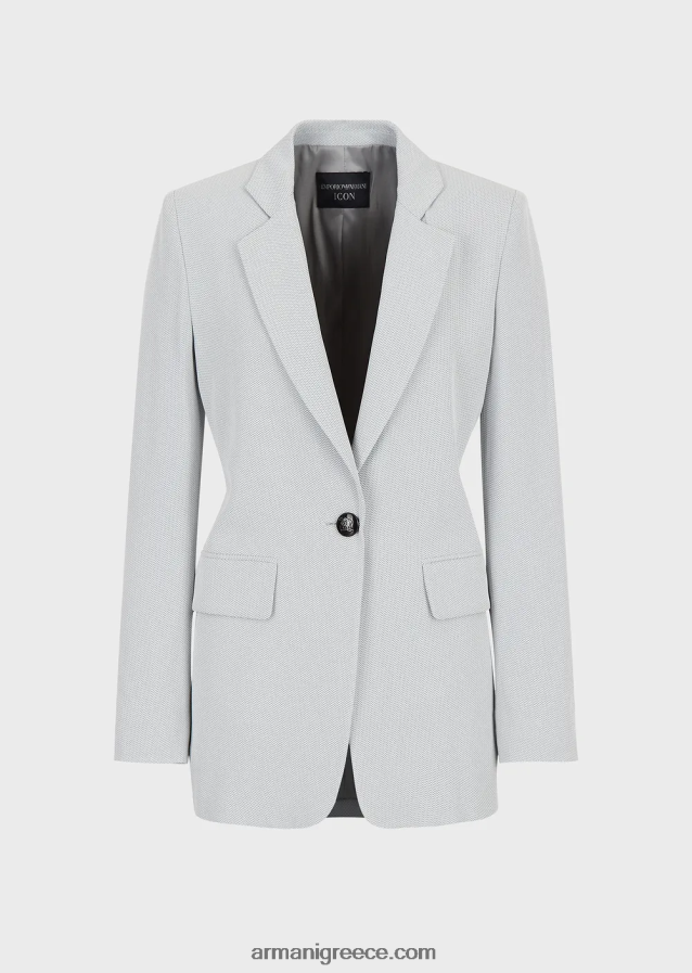 γυναίκες Armani σακάκι πέτο με μοτίβο chevron micro 4046R62739 ανοιχτό γκρι