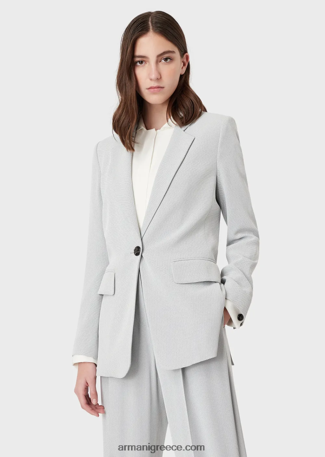 γυναίκες Armani σακάκι πέτο με μοτίβο chevron micro 4046R62739 ανοιχτό γκρι
