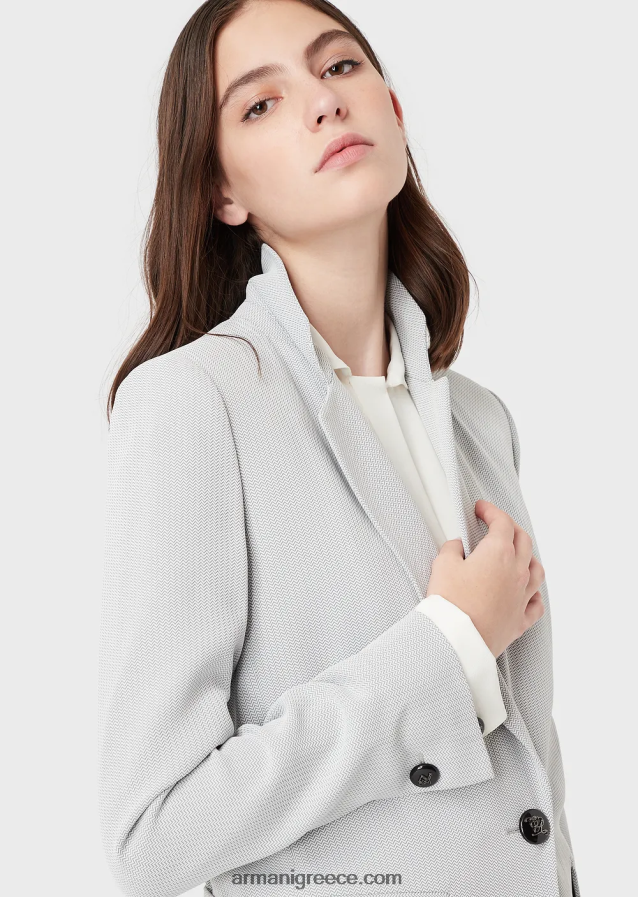 γυναίκες Armani σακάκι πέτο με μοτίβο chevron micro 4046R62739 ανοιχτό γκρι