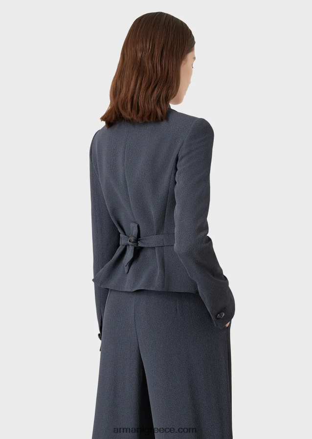 γυναίκες Armani υφασμάτινο μπουφάν faux-galuchat με martingale 4046R652 ναυτικό μπλε