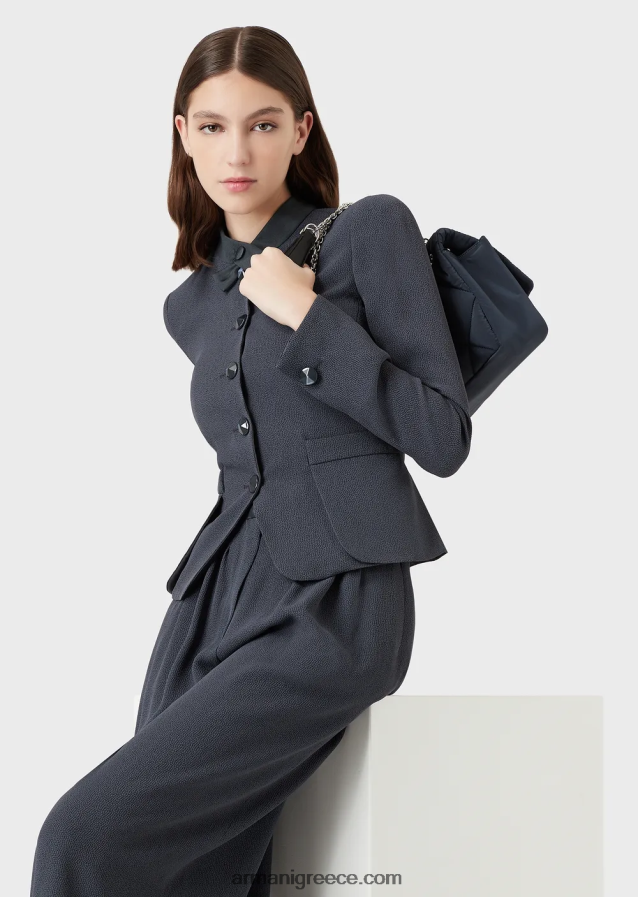 γυναίκες Armani υφασμάτινο μπουφάν faux-galuchat με martingale 4046R652 ναυτικό μπλε