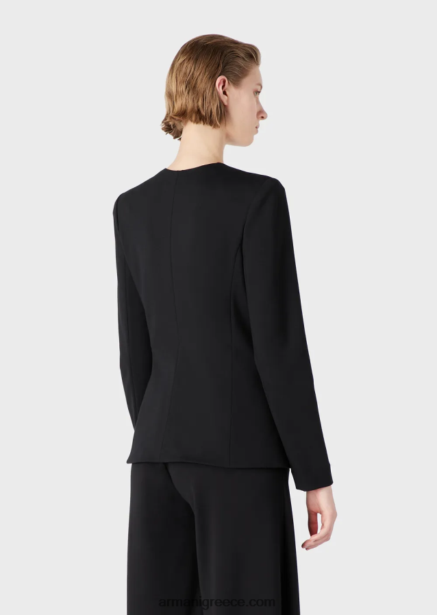 γυναίκες Armani Μπουφάν με φερμουάρ με λεπτομέρεια βολάν από ύφασμα βελονιάς milano 4046R637 μαύρος