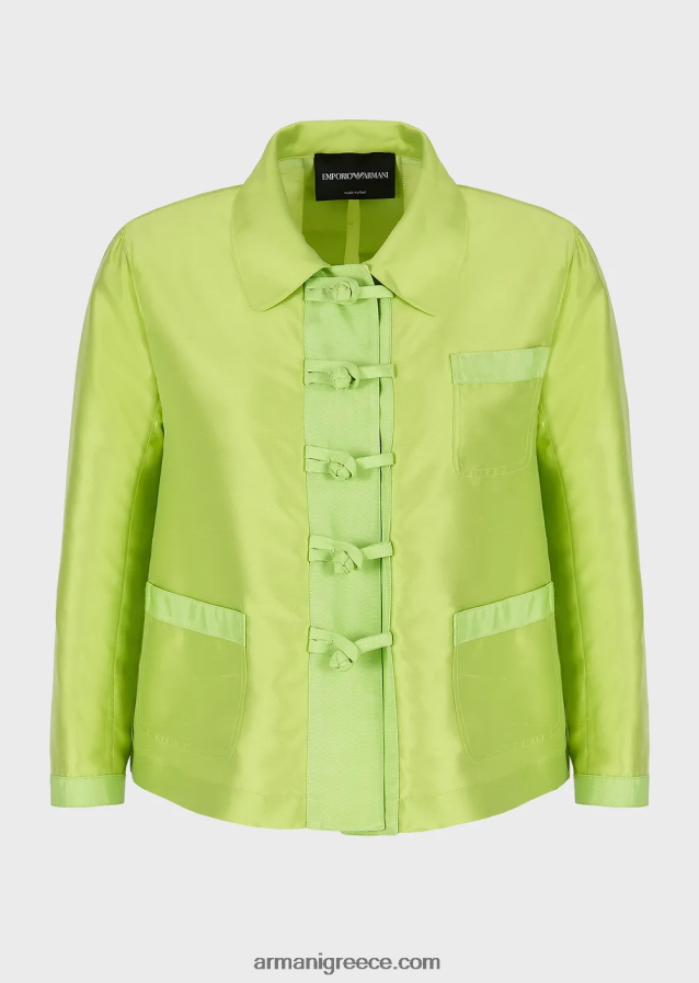 γυναίκες Armani Μπολερό shantung από μετάξι με μανίκια 3/4 και μπαρέτες 4046R648 πράσινο ασβέστη