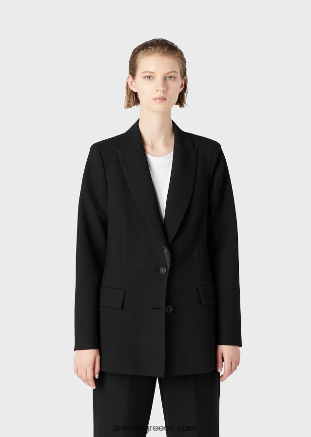 γυναίκες Armani ανακυκλωμένο μπλέιζερ τύπου stretch-cady 4046R643 μαύρος