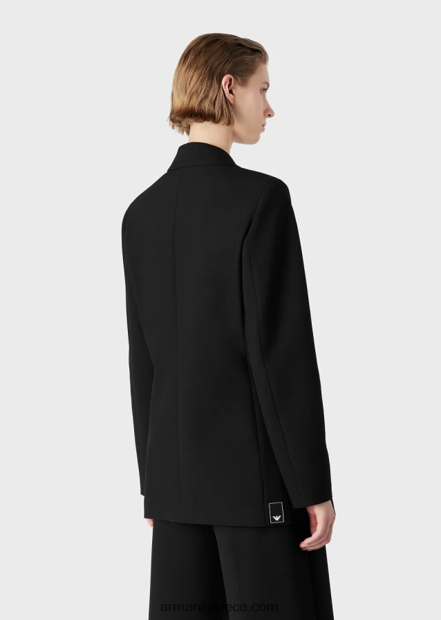 γυναίκες Armani ανακυκλωμένο μπλέιζερ τύπου stretch-cady 4046R643 μαύρος