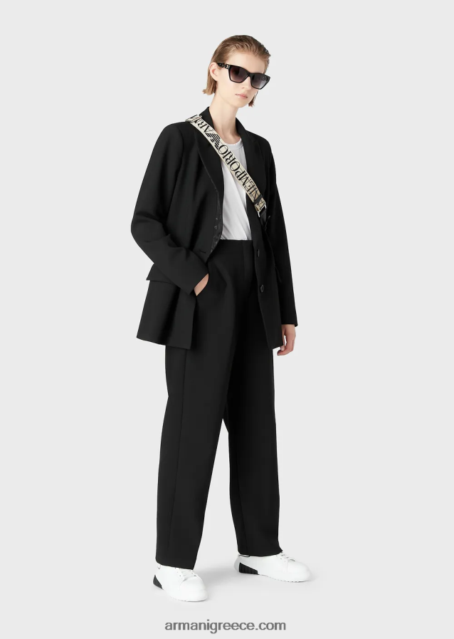 γυναίκες Armani ανακυκλωμένο μπλέιζερ τύπου stretch-cady 4046R643 μαύρος