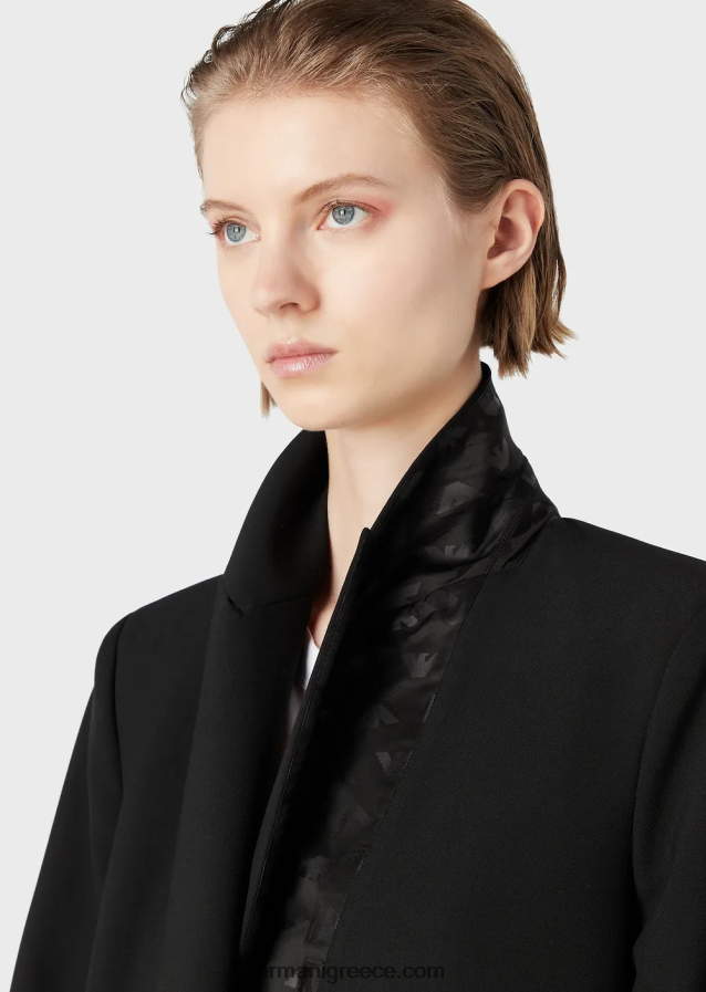 γυναίκες Armani ανακυκλωμένο μπλέιζερ τύπου stretch-cady 4046R643 μαύρος