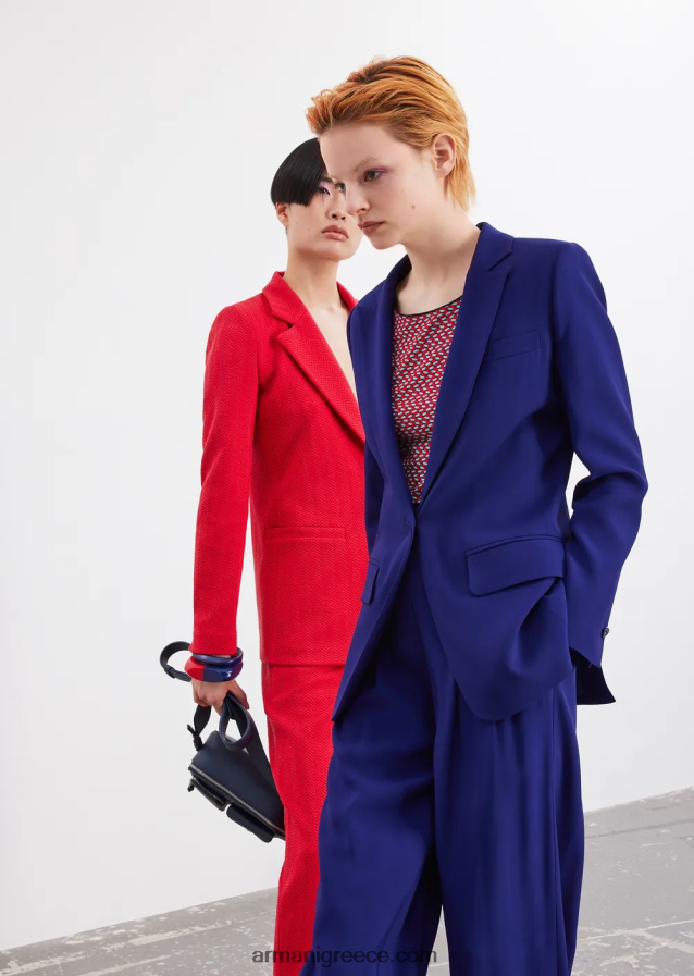 γυναίκες Armani κοντομάνικο πουλόβερ σε 3d εφέ stretch ζακάρ ζέρσεϊ 4046R6472