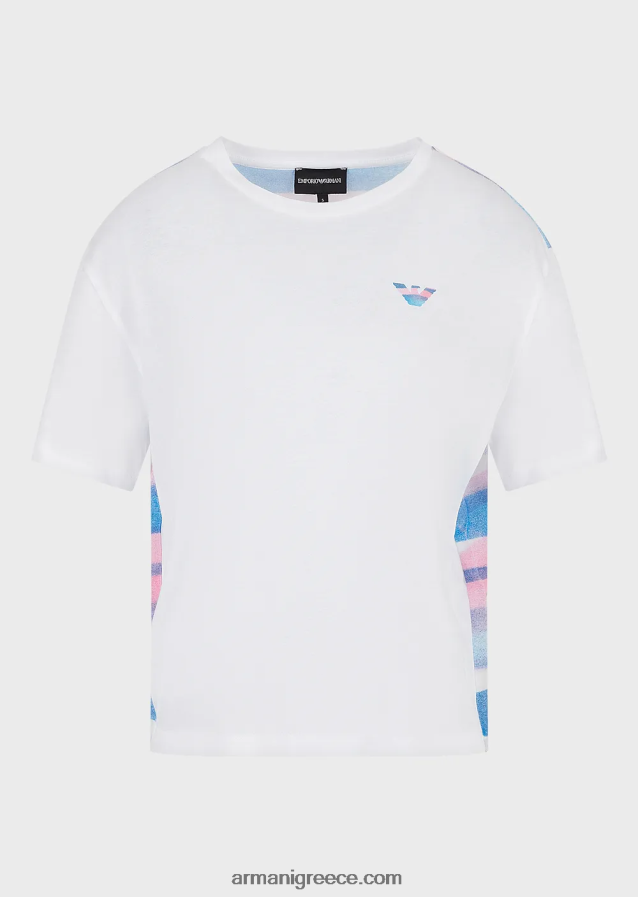 γυναίκες Armani βιολογικό μπλουζάκι στρετ με στάμπα στην πλάτη 4046R6427 πολύχρωμο