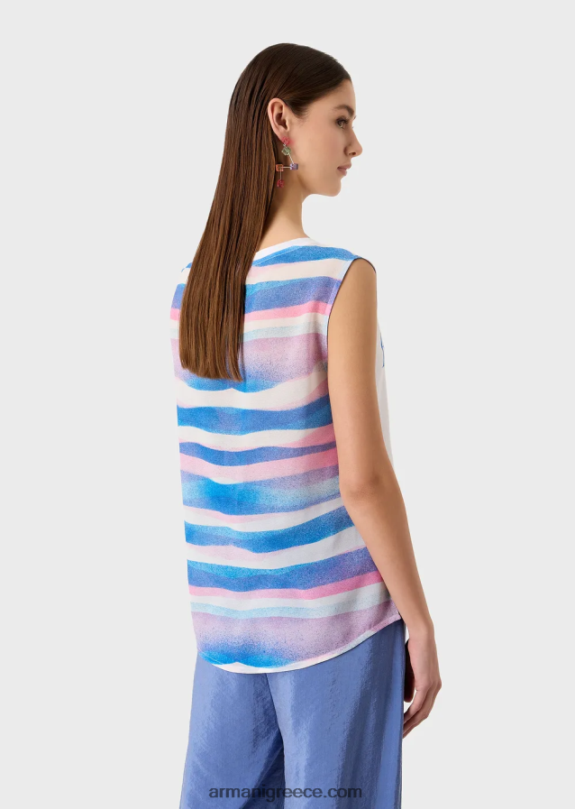 γυναίκες Armani μαλακό, οργανικό ζέρσεϊ φανελάκι με λογότυπο και στάμπα στο πίσω μέρος 4046R6429 πρότυπο