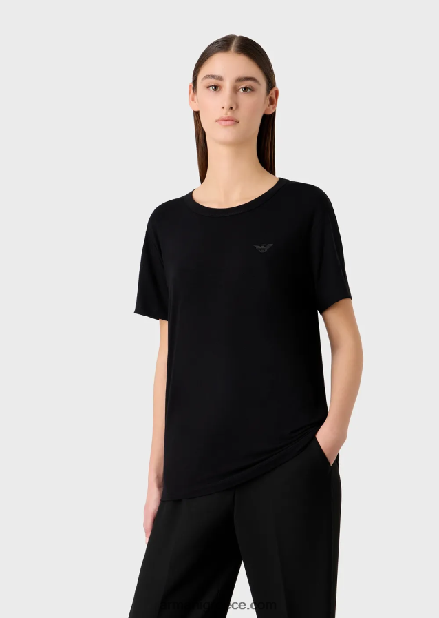 γυναίκες Armani μπλουζάκι στρετ-τζέρσεϊ απαραίτητα για ταξίδια 4046R6443 μαύρος