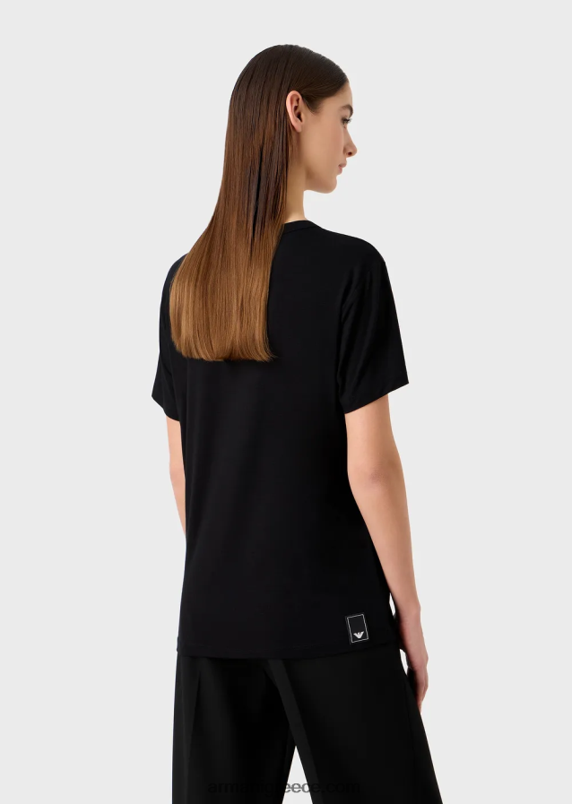 γυναίκες Armani μπλουζάκι στρετ-τζέρσεϊ απαραίτητα για ταξίδια 4046R6443 μαύρος