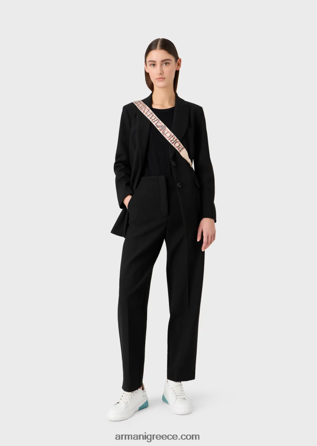 γυναίκες Armani μπλουζάκι στρετ-τζέρσεϊ απαραίτητα για ταξίδια 4046R6443 μαύρος