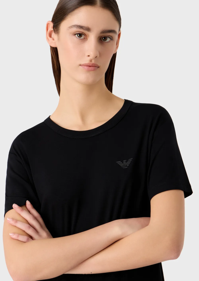 γυναίκες Armani μπλουζάκι στρετ-τζέρσεϊ απαραίτητα για ταξίδια 4046R6443 μαύρος