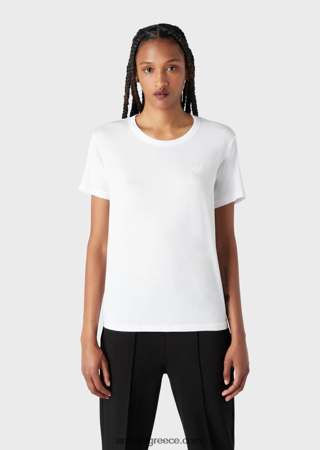 γυναίκες Armani μπλουζάκι στρετ-τζέρσεϊ απαραίτητα για ταξίδια 4046R6444 άσπρο