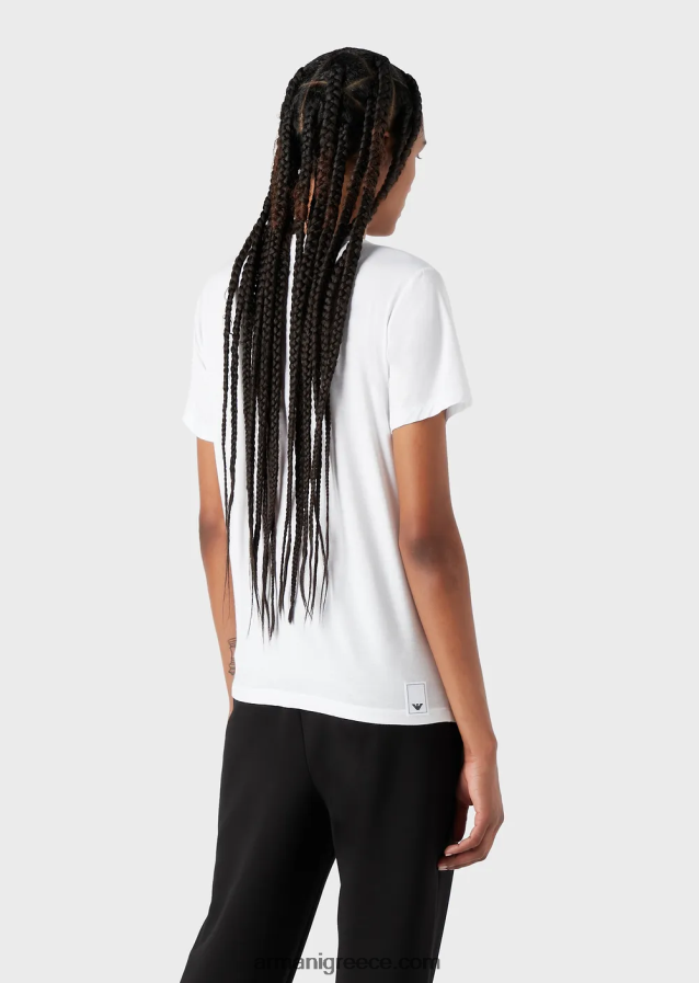 γυναίκες Armani μπλουζάκι στρετ-τζέρσεϊ απαραίτητα για ταξίδια 4046R6444 άσπρο