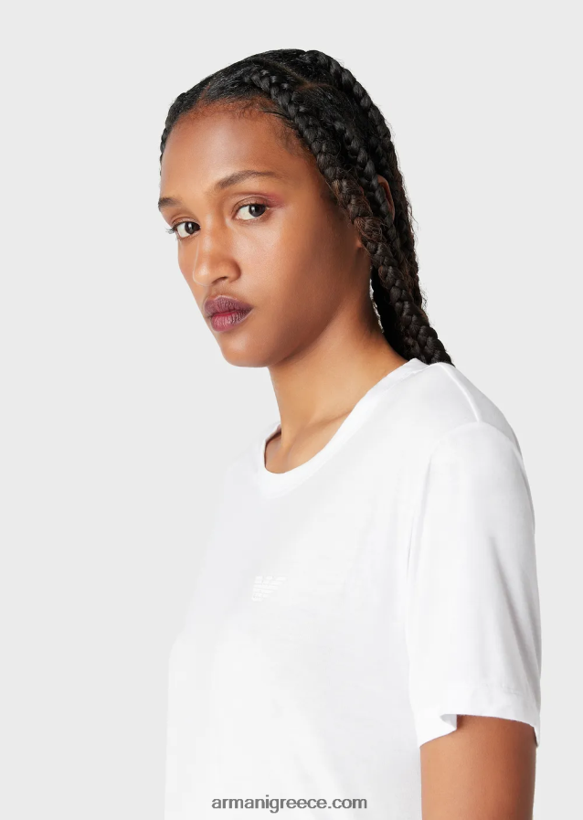 γυναίκες Armani μπλουζάκι στρετ-τζέρσεϊ απαραίτητα για ταξίδια 4046R6444 άσπρο