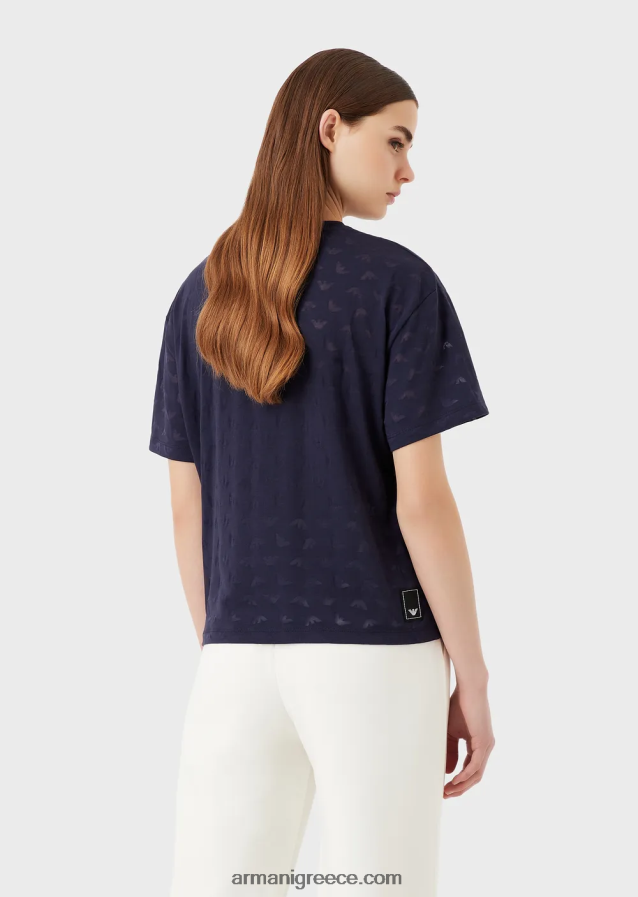 γυναίκες Armani μπλουζάκι αετού με είδη πρώτης ανάγκης για ταξίδι παντού 4046R6446 ναυτικό μπλε