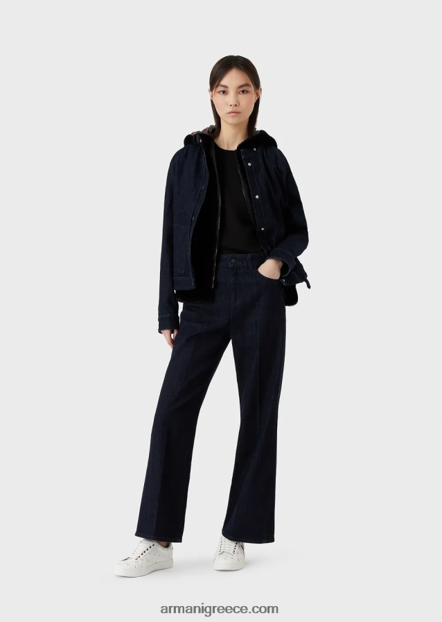 γυναίκες Armani μπλουζάκι ελαστικό ζέρσεϊ με κέντημα 4046R6448 μαύρος