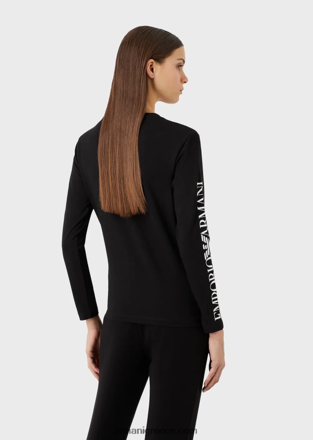 γυναίκες Armani Ζέρσεϊ τζάμπερ με γράμματα και κέντημα 4046R6451 μαύρος