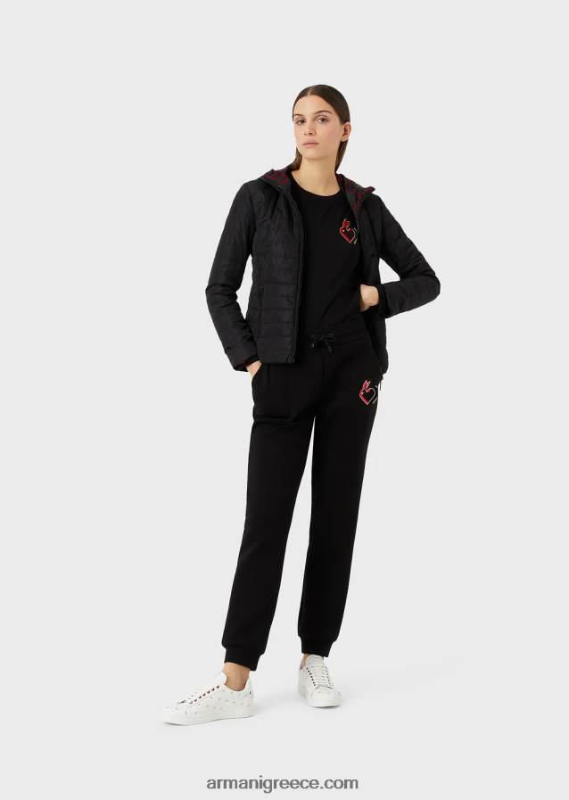 γυναίκες Armani Ζέρσεϊ τζάμπερ με γράμματα και κέντημα 4046R6451 μαύρος